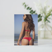 ● Hot ! ● Red Bikini Beach Girl Foto Postkarte (Stehend Vorderseite)