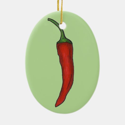 Hot Red Chile Chili Pfeffer Gewürzmischung Gemüsep Keramik Ornament (Hinten)