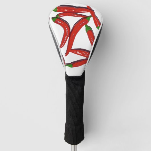 Hot Red Chili Pepper Paprikaschoten Gewürzmuster Golf Headcover (Vorderseite)