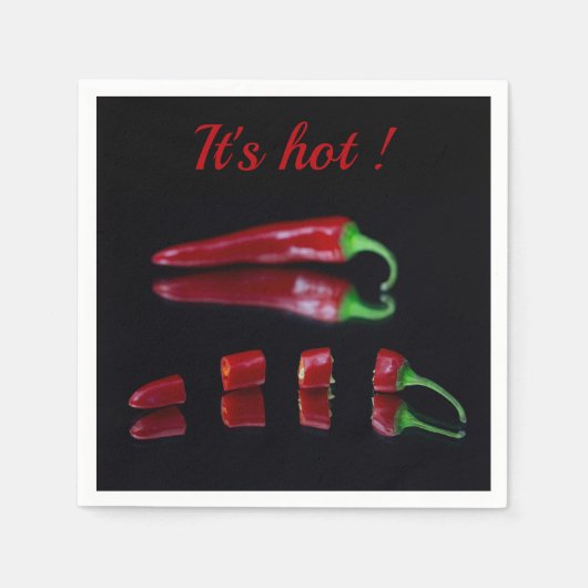 Hot Red Chili Pfeffer mit anpassbarem Text Serviette (Vorderseite)