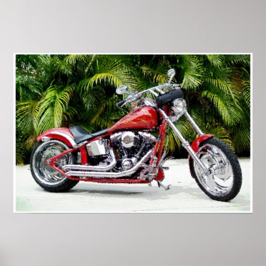Hot Red Chopper Art Poster (Vorne)