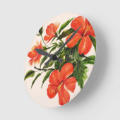 Hot Red Hibiskus Runde Wanduhr (Winkel)