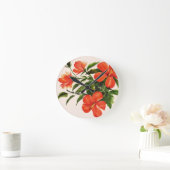 Hot Red Hibiskus Runde Wanduhr (Zuhause)