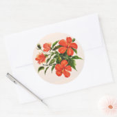 Hot Red Hibiskus Runder Aufkleber (Umschlag)