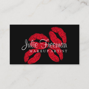 Hot Red Lips Kisses Makeup Artist Salon Karte