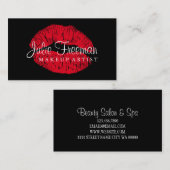 Hot Red Lips Makeup Artist Salon Card Visitenkarte (Vorne/Hinten)