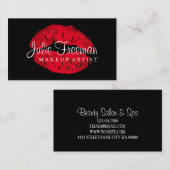 Hot Red Lips Makeup Artist Salon Card Visitenkarte (Vorne/Hinten)