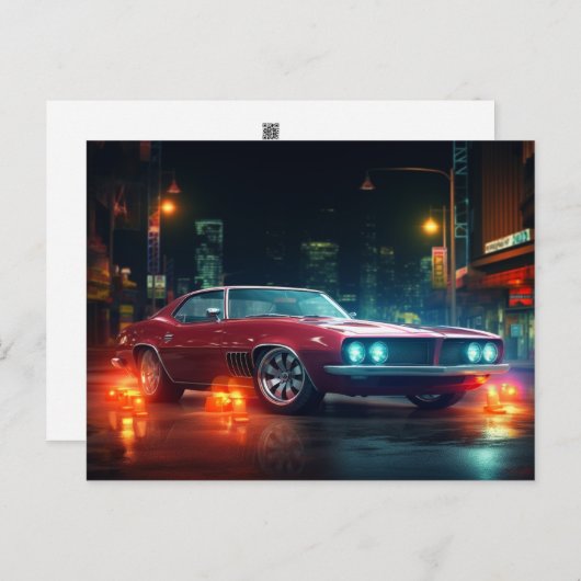 Hot Red Wheels Cinematic Auto Postkarten (Vorne/Hinten)