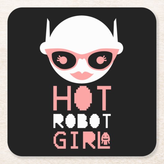 Hot Roboter Rechteckiger Pappuntersetzer (Vorderseite)