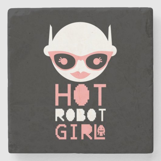 Hot Roboter Steinuntersetzer (Vorderseite)