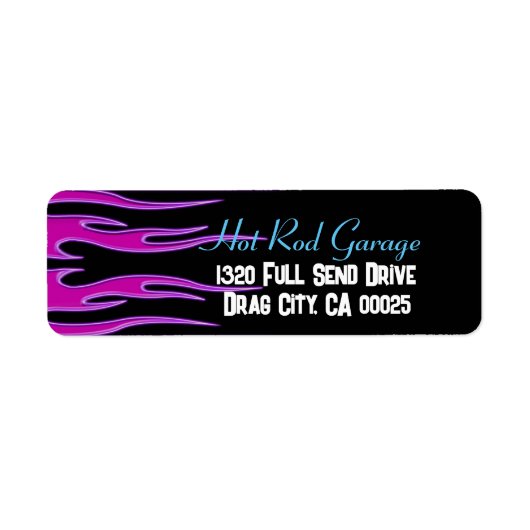 Hot Rod Garage Pink Flames Etikett (Vorne)