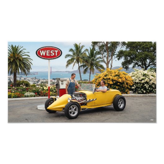 Hot rod in a gas station fotodruck (Vorne)