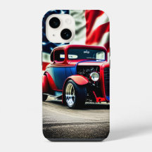 Hot Rod und amerikanische Flagge