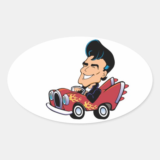 Hot Rodder Ovaler Aufkleber (Vorderseite)