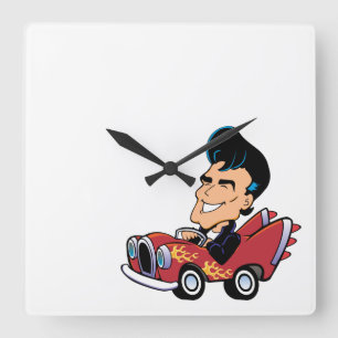 Hot Rodder Quadratische Wanduhr