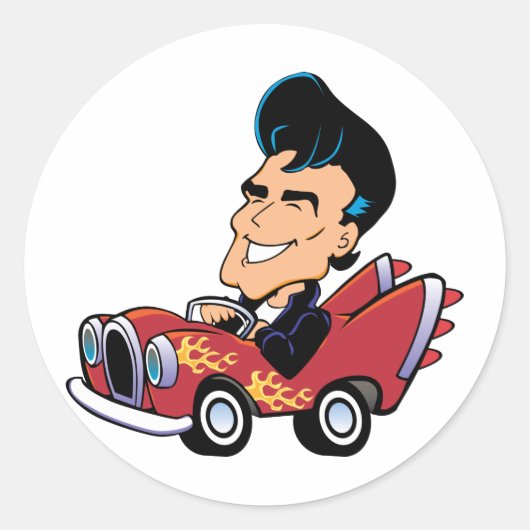 Hot Rodder Runder Aufkleber (Vorderseite)