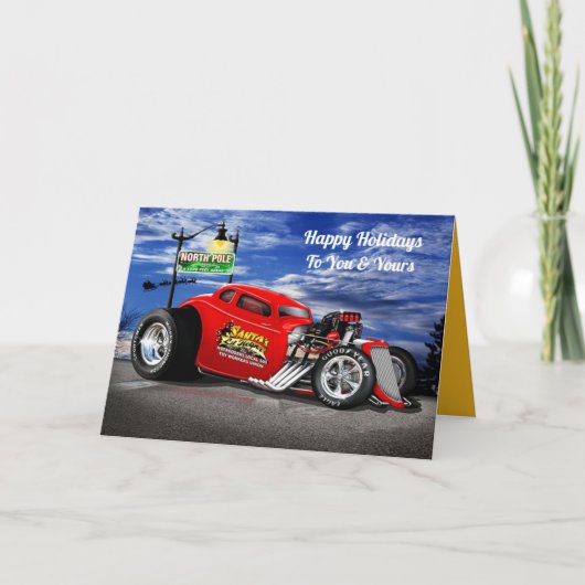 Hot Rodder's Happy Holidays Card Feiertagskarte (Vorderseite)