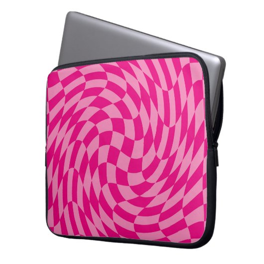Hot Roink Wavy Checkerboard Laptopschutzhülle (Vorderseite Links)
