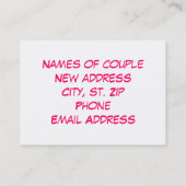 Hot rosa Bläsernte neue Zuhause Addreards Visitenkarte (Rückseite)