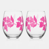 Hot-Rosa-Blume Weinglas Ohne Stiel (Rückseite)