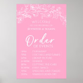 Hot rosa Blumenorden Hochzeitsempfang Poster (Vorne)