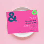 Hot Rosa Bright Retro | Groovy Ampersand Wedding Einladung