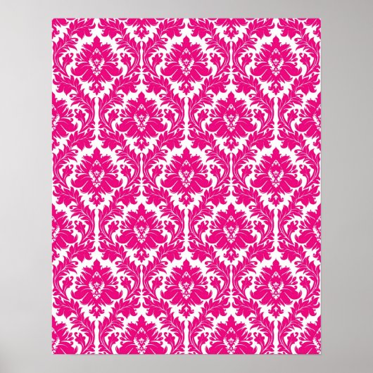 Hot rosa Damask Poster (Vorne)
