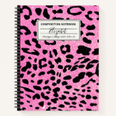 Hot-Rosa-Glitzer-Leopard-Notebook Notizblock (Vorderseite)