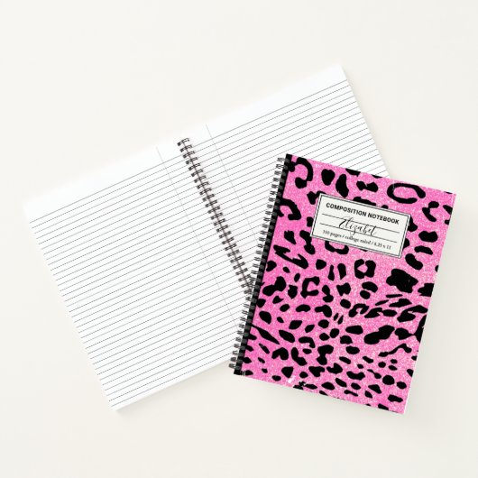 Hot-Rosa-Glitzer-Leopard-Notebook Notizblock (Innenseite)