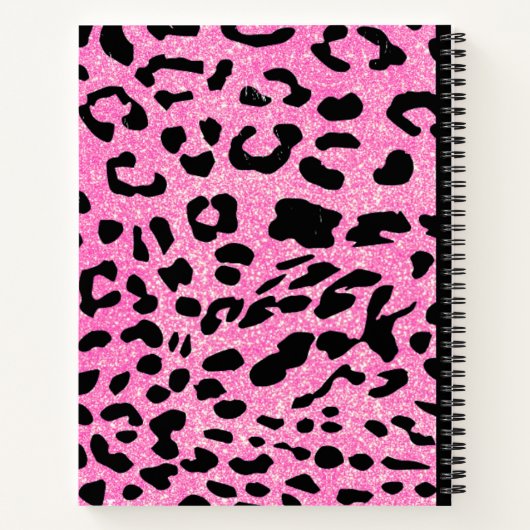 Hot-Rosa-Glitzer-Leopard-Notebook Notizblock (Rückseite)