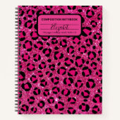 Hot-Rosa-Glitzer-Leopard-Notebook Notizblock (Vorderseite)