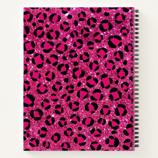 Hot-Rosa-Glitzer-Leopard-Notebook Notizblock (Rückseite)