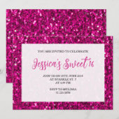 Hot Rosa Glitzern Glitzer Sweet 16 elegante Drehbu Einladung (Vorne/Hinten)