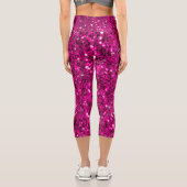 Hot-Rosa-Glitzern Imitate Glitzer Capri Leggings (Rückseite)