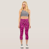 Hot-Rosa-Glitzern Imitate Glitzer Capri Leggings (Vorderseite)