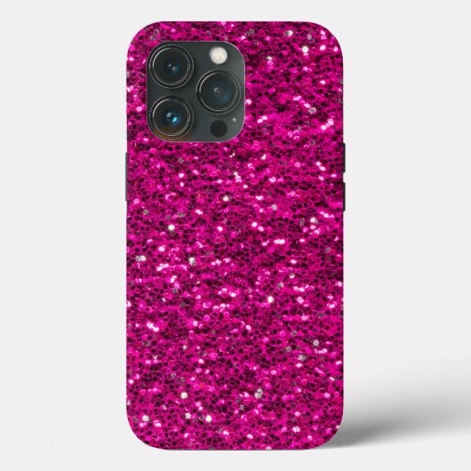 Hot-Rosa-Glitzern Imitate Glitzer Case-Mate iPhone Hülle (Rückseite)