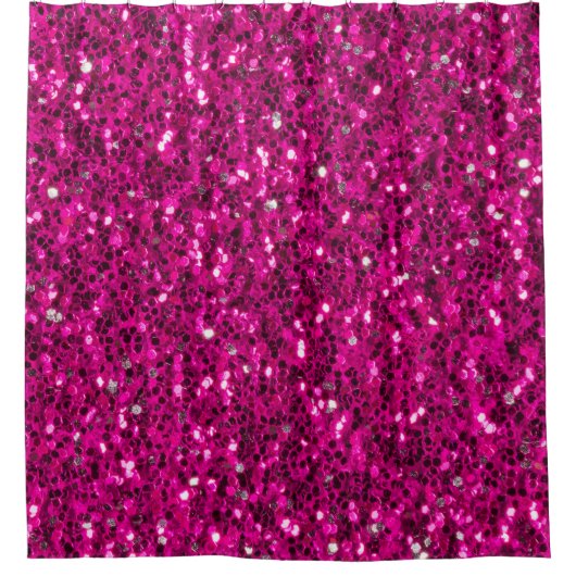 Hot-Rosa-Glitzern Imitate Glitzer Duschvorhang (Vorderseite)