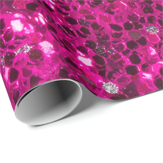 Hot-Rosa-Glitzern Imitate Glitzer Geschenkpapier (Rolleneckpunkt)
