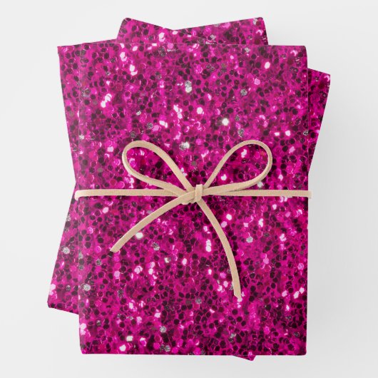 Hot-Rosa-Glitzern Imitate Glitzer Geschenkpapier Set (Beispiel)
