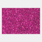 Hot-Rosa-Glitzern Imitate Glitzer Geschenkpapier Set (Vorderseite)