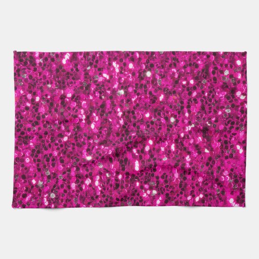 Hot-Rosa-Glitzern Imitate Glitzer Geschirrtuch (Horizontal)