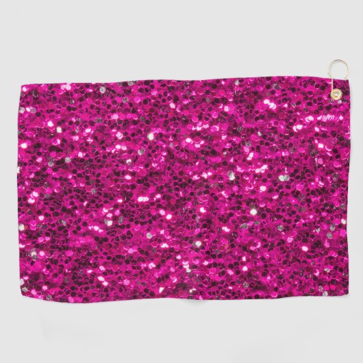 Hot-Rosa-Glitzern Imitate Glitzer Golfhandtuch (Horizontal)