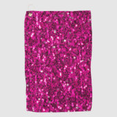 Hot-Rosa-Glitzern Imitate Glitzer Golfhandtuch (Vorderseite)