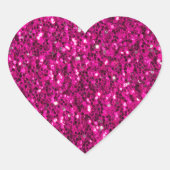 Hot-Rosa-Glitzern Imitate Glitzer Herz-Aufkleber (Vorderseite)
