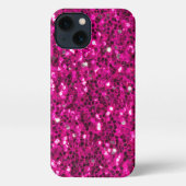 Hot-Rosa-Glitzern Imitate Glitzer iPhone Hülle (Rückseite)