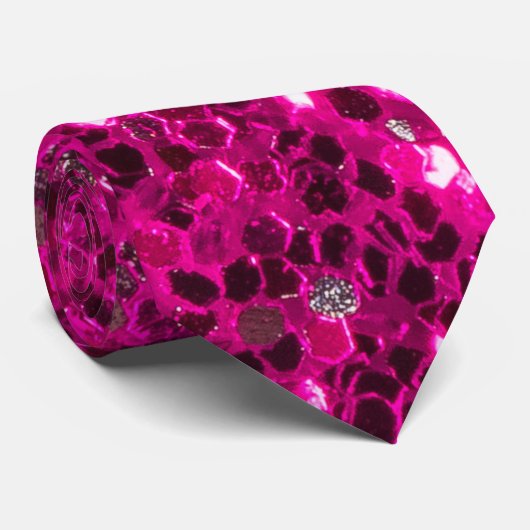Hot-Rosa-Glitzern Imitate Glitzer Krawatte (Gerollt)