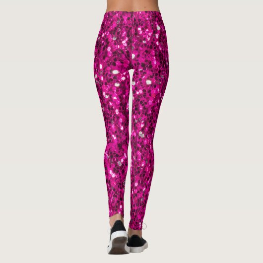 Hot-Rosa-Glitzern Imitate Glitzer Leggings (Rückseite)