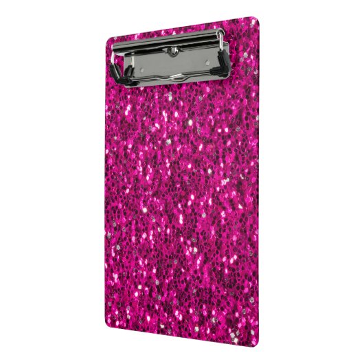 Hot-Rosa-Glitzern Imitate Glitzer Mini Klemmbrett (Gewinkelt2)