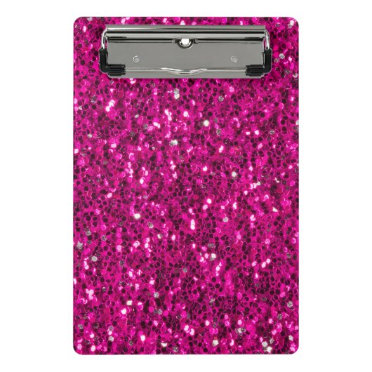 Hot-Rosa-Glitzern Imitate Glitzer Mini Klemmbrett (Vorderseite)