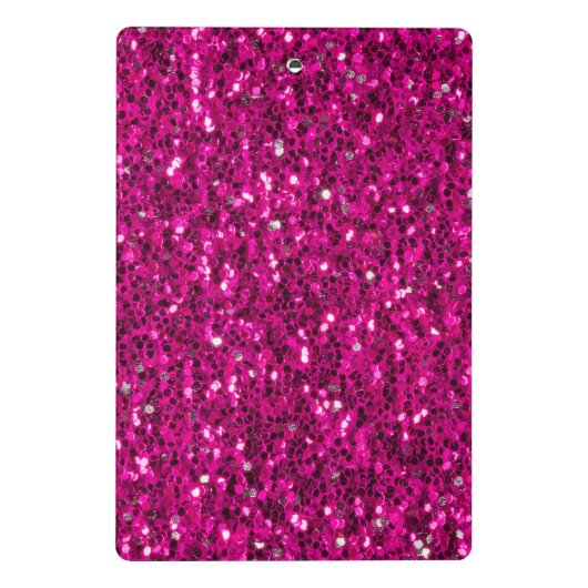 Hot-Rosa-Glitzern Imitate Glitzer Mini Klemmbrett (Rückseite)